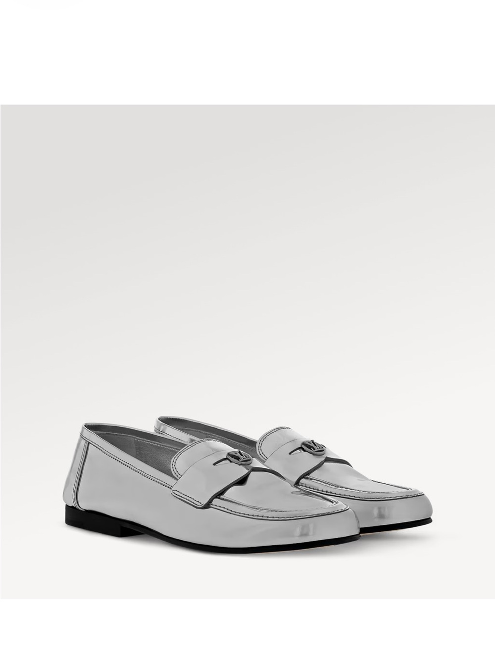 Woman’s LOUIS VUITTON Silver Leather Penny Loafers 38